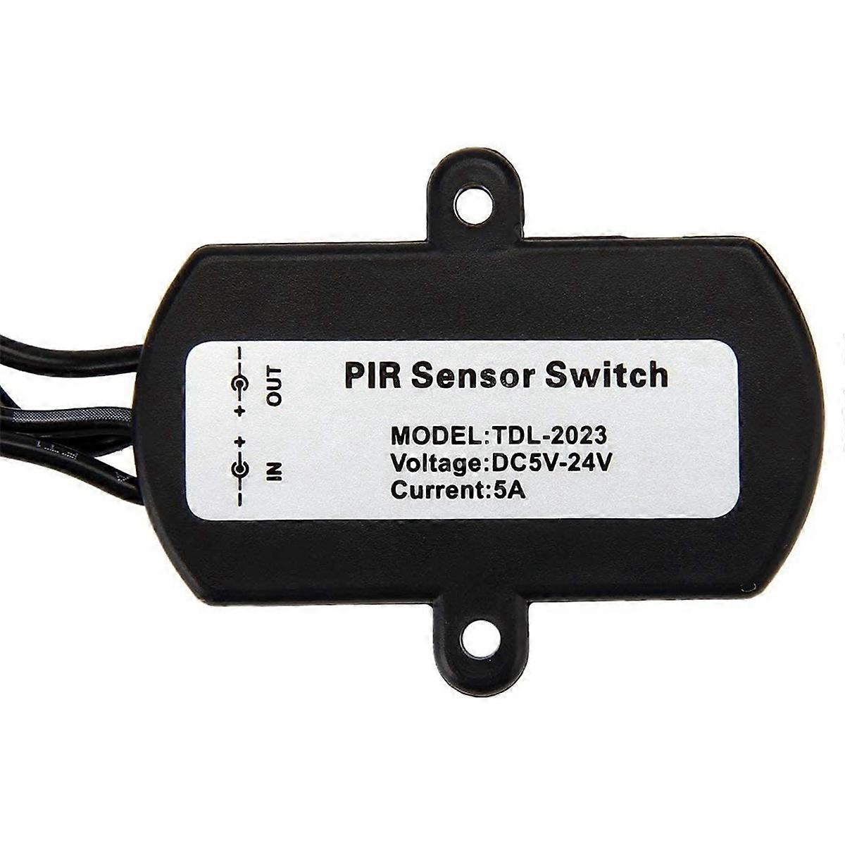 DC 5V-24V 5A PIR Motion Activated Sensor Switch with DC Coupler Cable for LED Strip Light