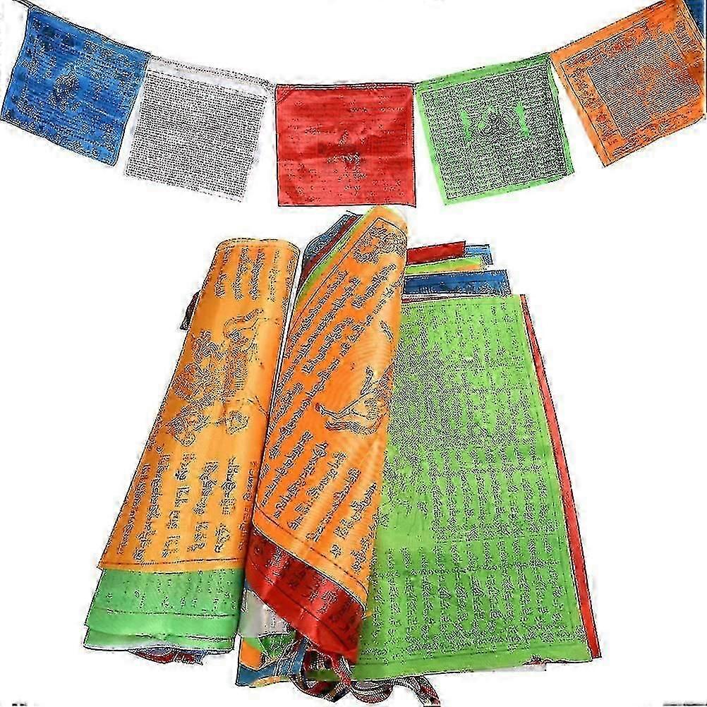 Tybetańskie flagi modlitewne 2 rolki flagi modlitewne buddyzmu tybetańskiego, 7m Sznur Sprawiedliwego Handlu Buddyjskich Flag Modlitewnych, Flaga Modlitewna Z 20 Flagami (34 x 34 cm), Ręka C