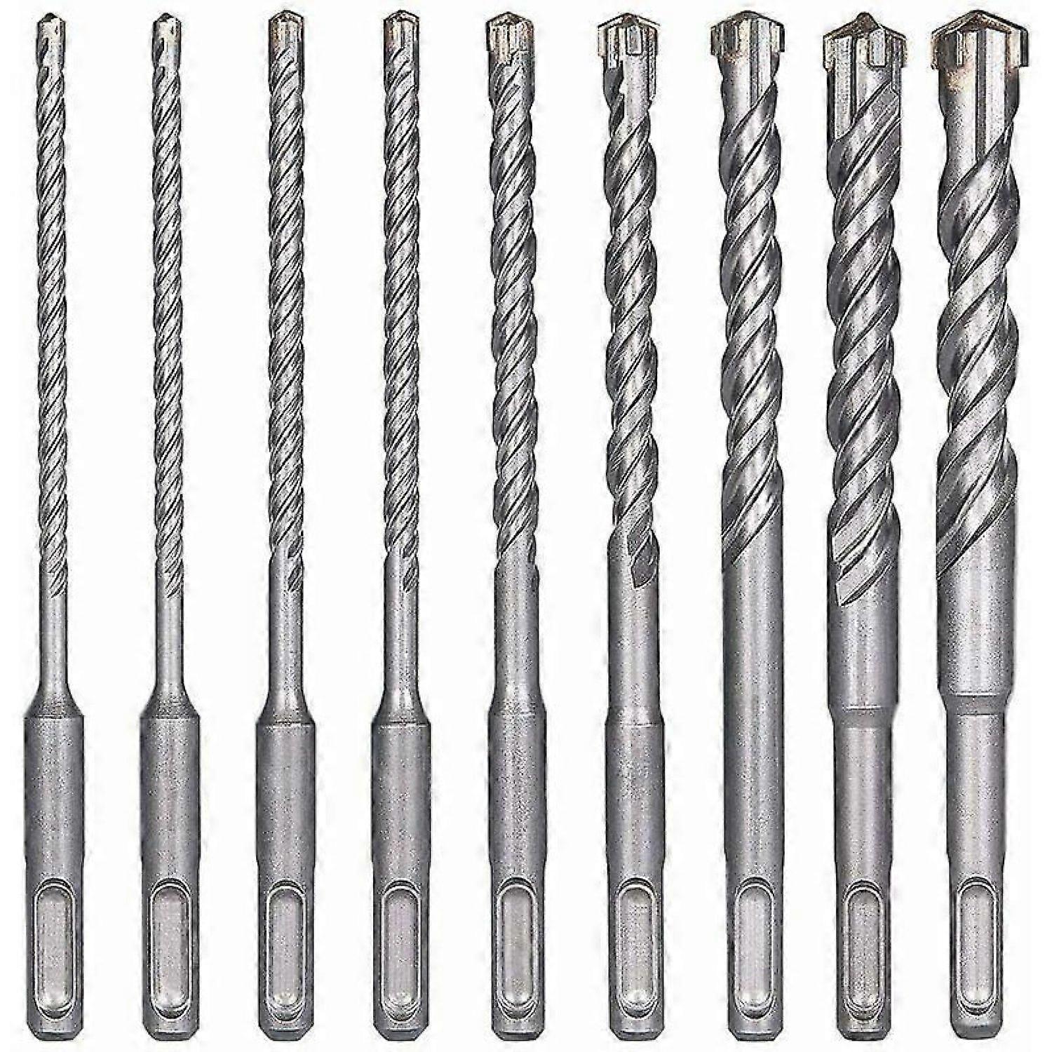 Concrete Drill Bits, 9PCS (5mm 16x160mm) Tile Drill Bit, SDS-Plus Electric Impact Drill Bit for Perforator, Cross Drill Bits for Concrete, Brick, Ston