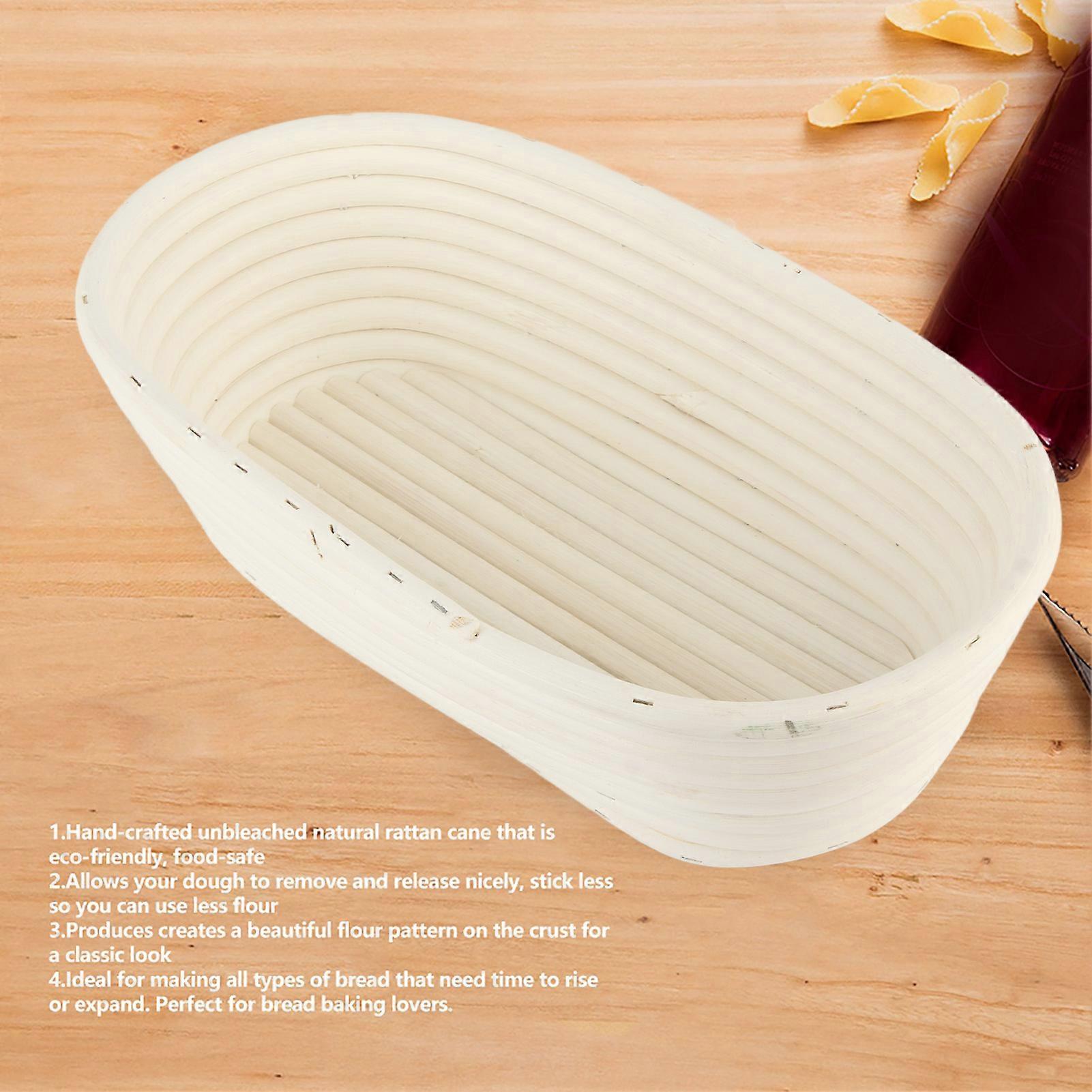 Handmade Unbleached Natural Cane Banneton Proofing Basket Dough Bread Baking Kit 27.5x14x8cm