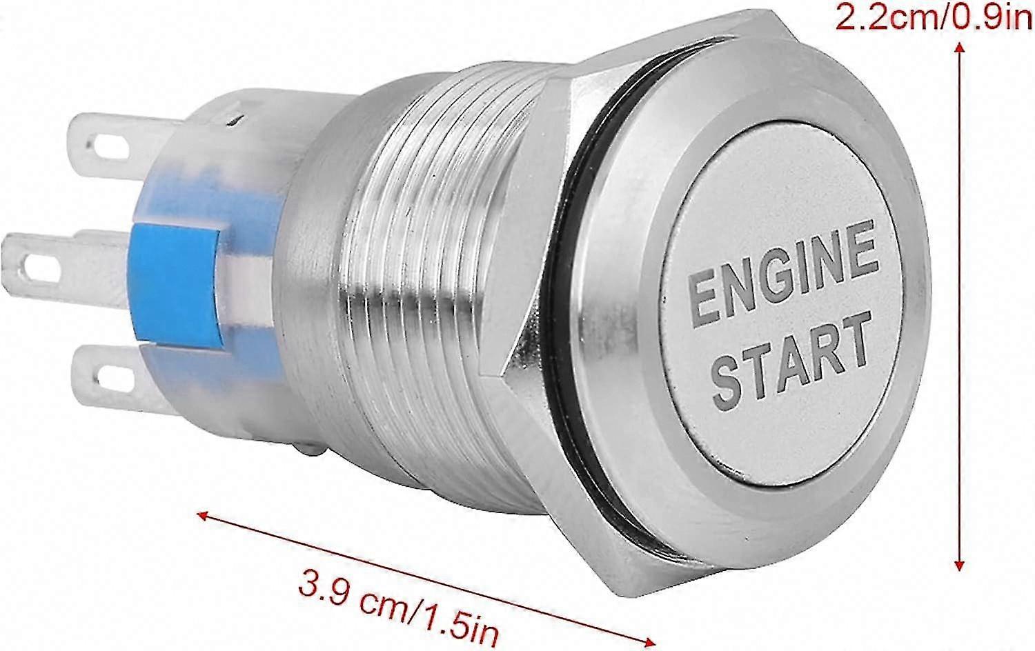 12V Waterproof Engine Start Push Button, 19mm Black Car Ignition Starter Switch