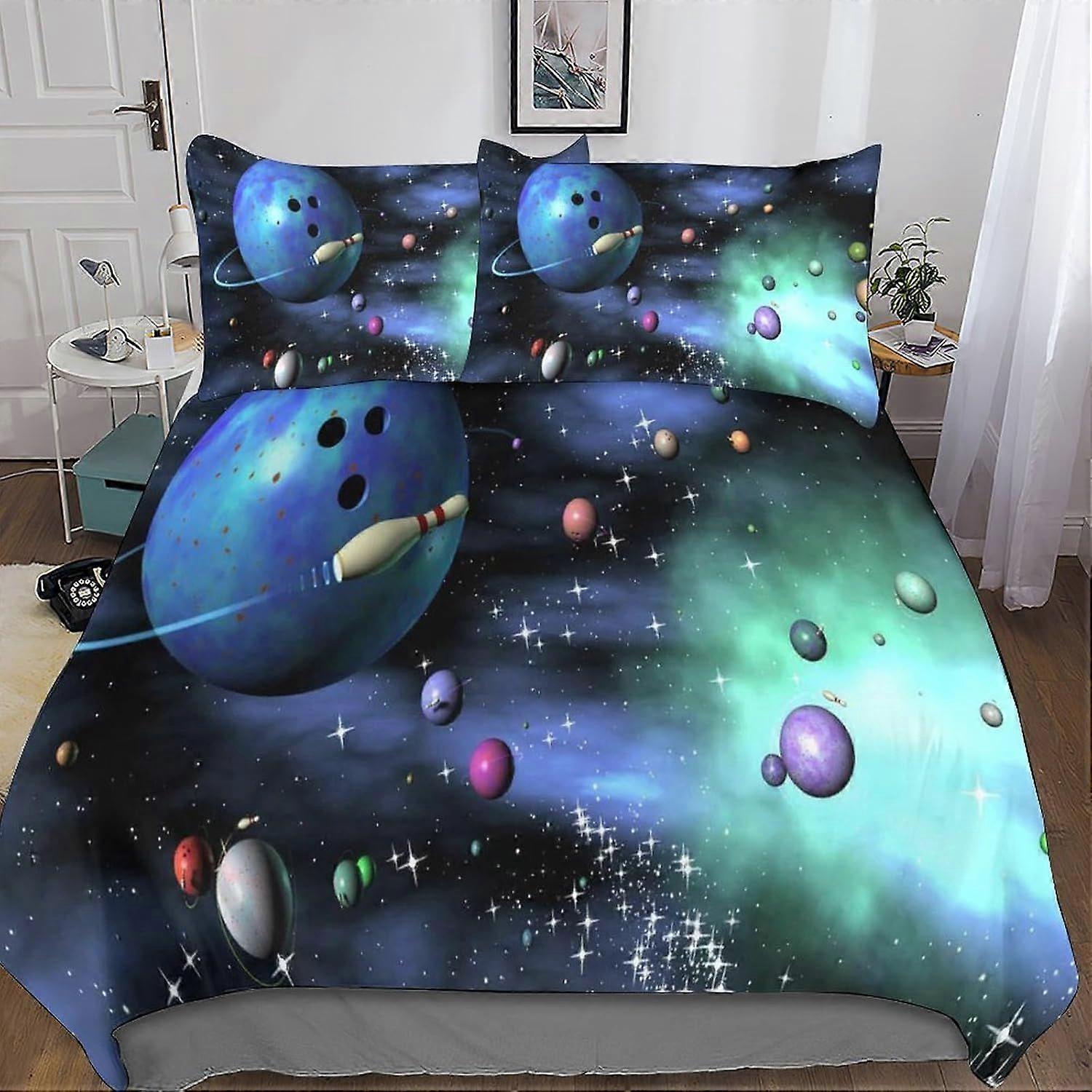 Bedding Single Bed Set Galaxy Printed Duvet Cover Super Soft Microfiber Bedding Set with Zipper with Pillowcases Quilt Cover Hypoallergenic for in Kid