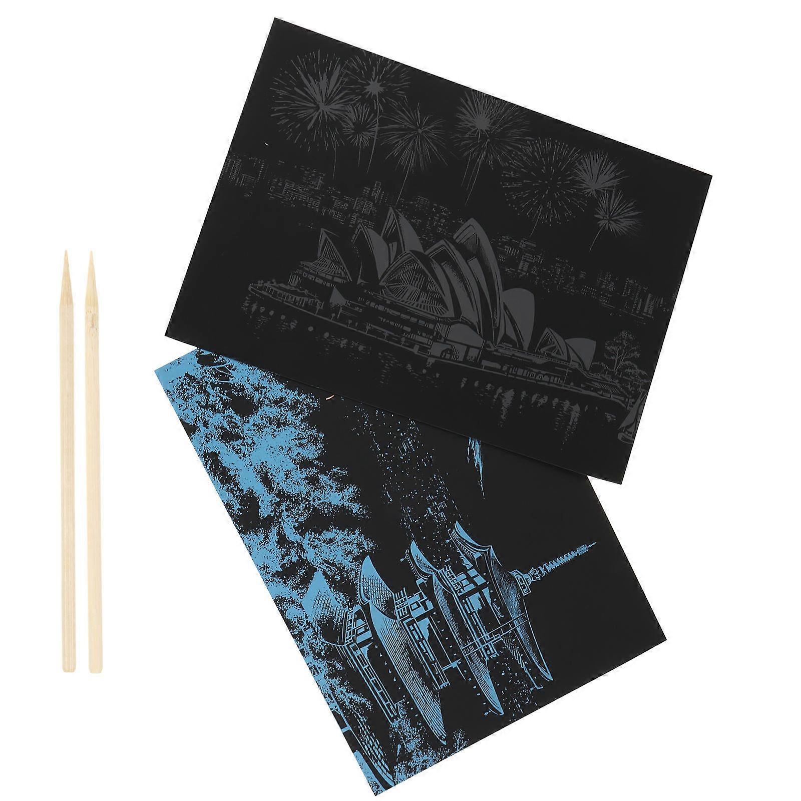 DIY Painting Black Scratch Paper for Creative Arts 2Pcs Set
