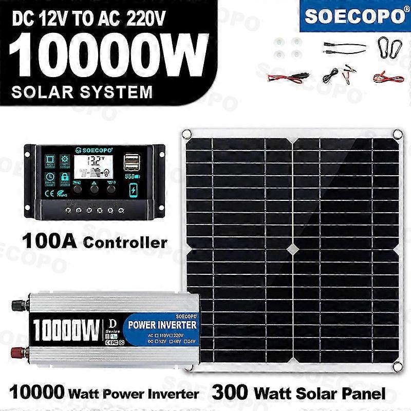 10000W 100A 220V Solar Panel Kit Complete Solar Generator Home Grid System Model