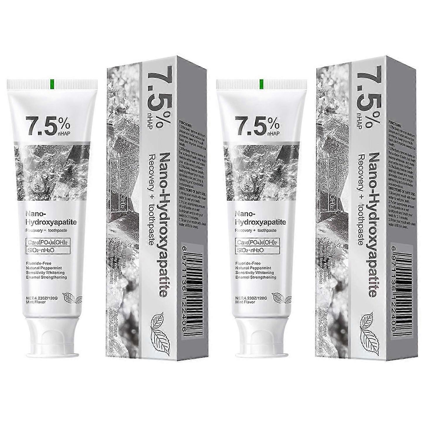 7.5% ナノハイドロキシアパタイト歯磨き粉、フッ化物フリーのホワイトニング & エナメル質修復歯磨き粉 男性女性用
