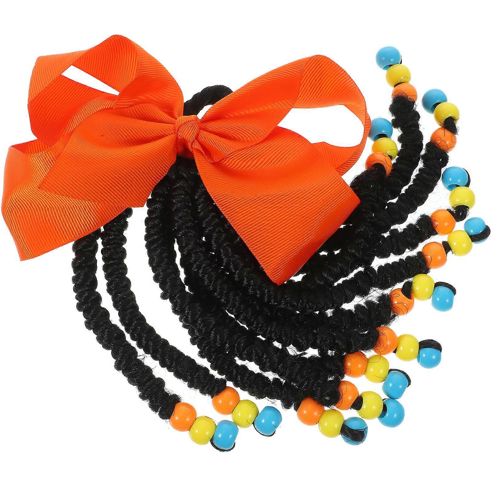Braided Ponytail Extension with Beaded Bowknot for Women