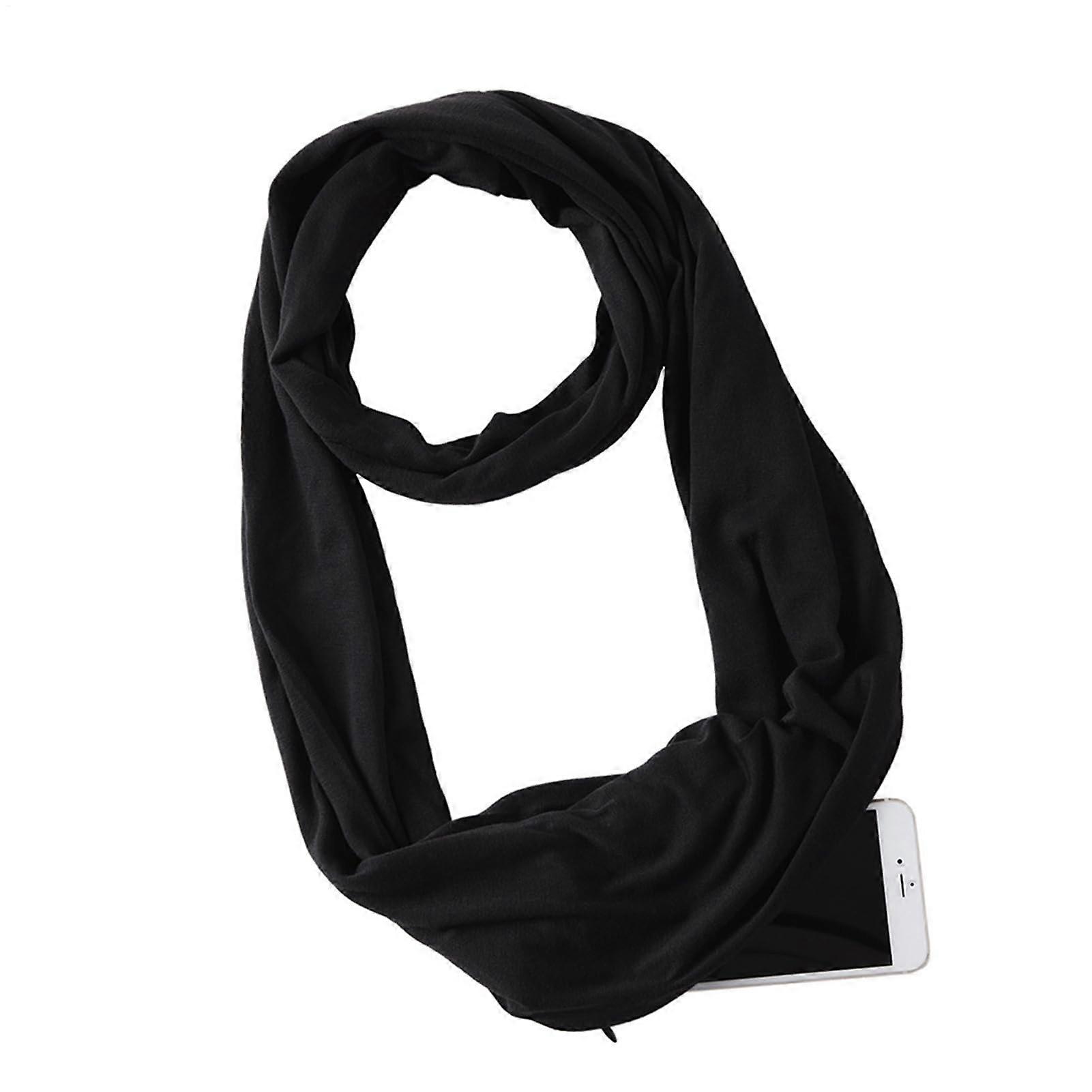 Travel Scarf Neck Wrap With Zipper Pocket 70.87Inch Breathable Material Hidden Storage For Keys Cash Passport