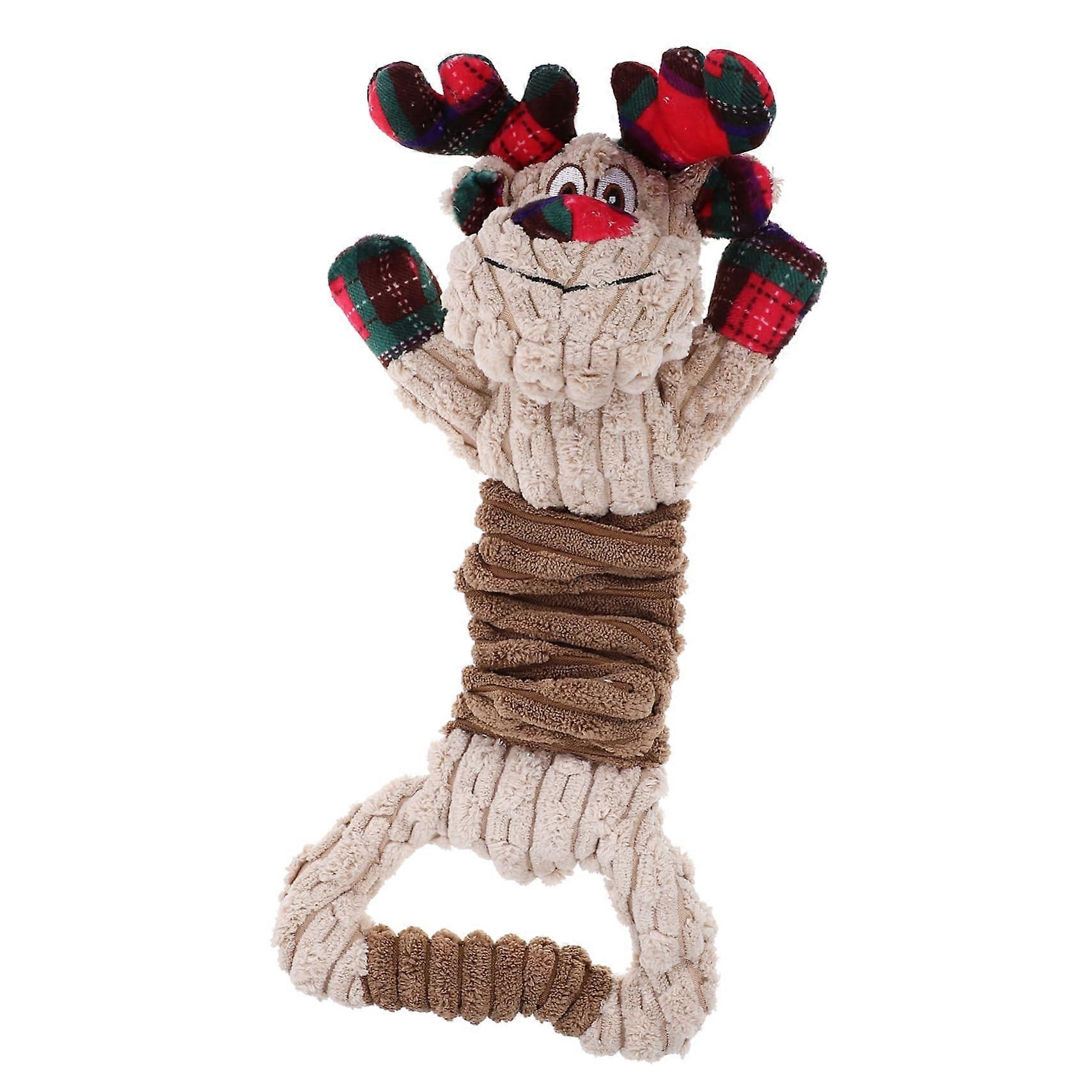 Christmas Reindeer Plush Dog Durable Squeaky Chew Toy For Dental Health Interactive Toy For Puppies And Dogs