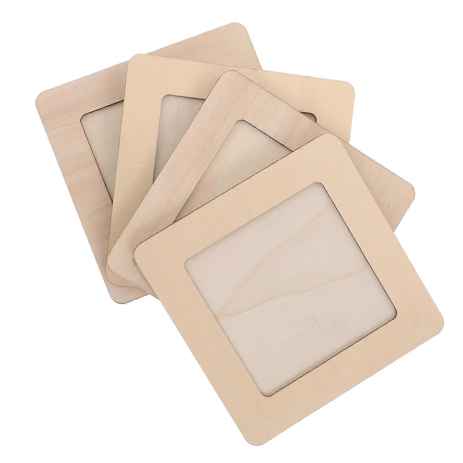 Unfinished Wooden Picture Frames For Craft Enthusiasts Ideal For Travel And Parties Khaki Color Decoration 16Pcs