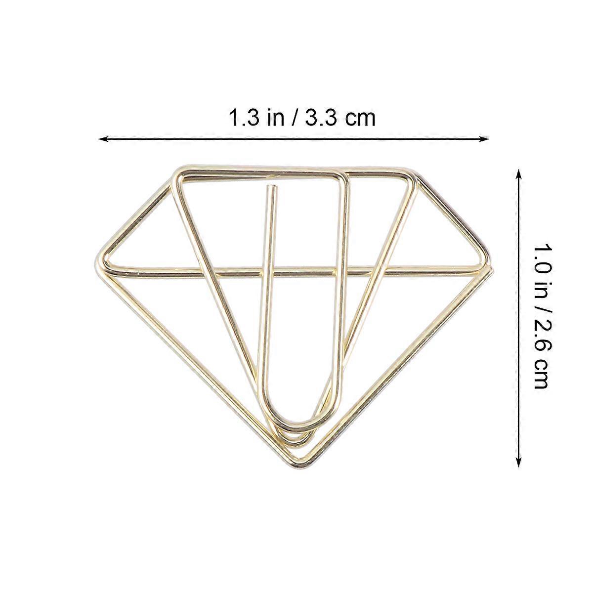 Small Golden Paperclips Bright Diamond Paper Clip Office Use Easy to Remove 3.5 x 2.6 x 0.1cm 8Pcs