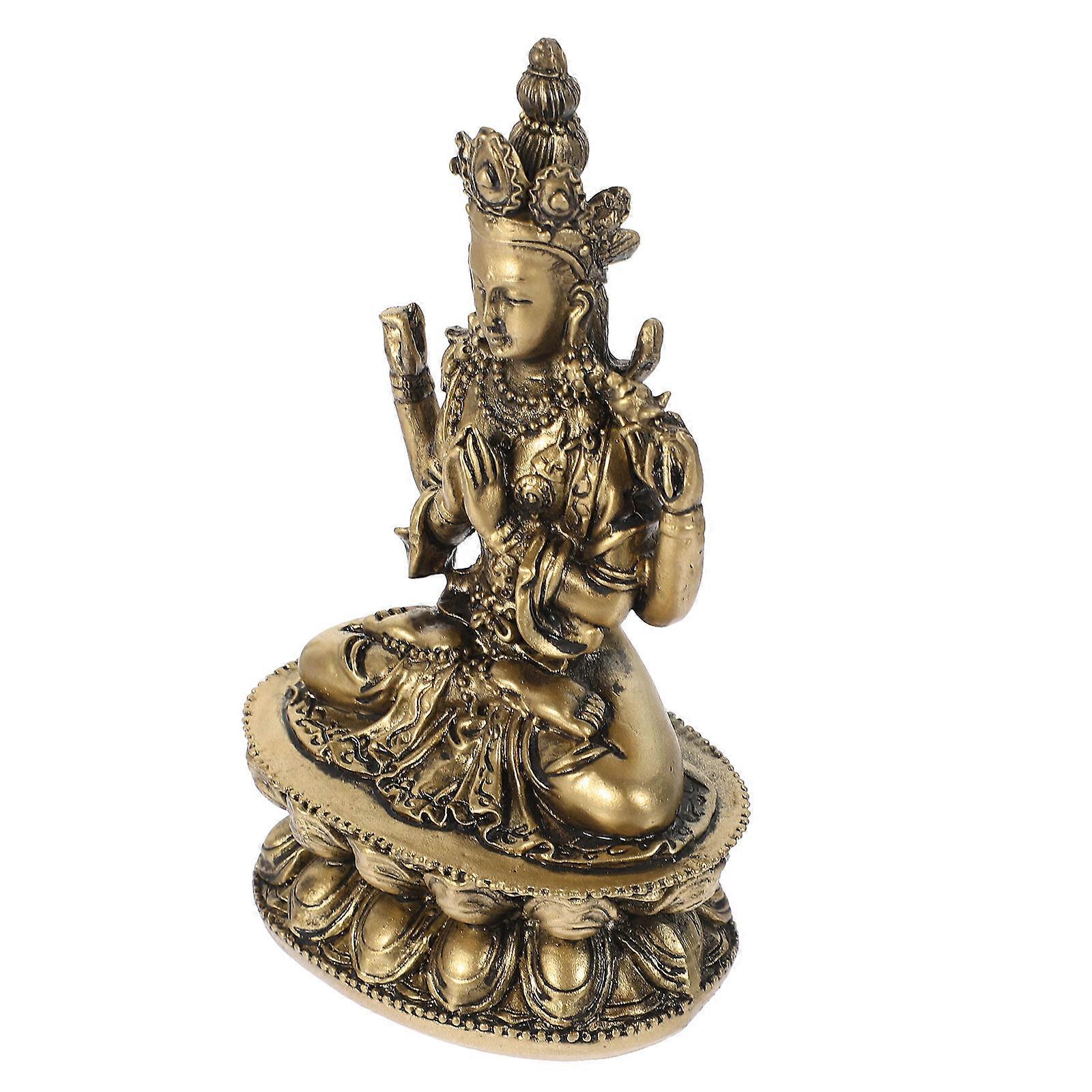 Golden Buddha Figurine Resin Craft for Decoration 4Pcs Meditation Statue