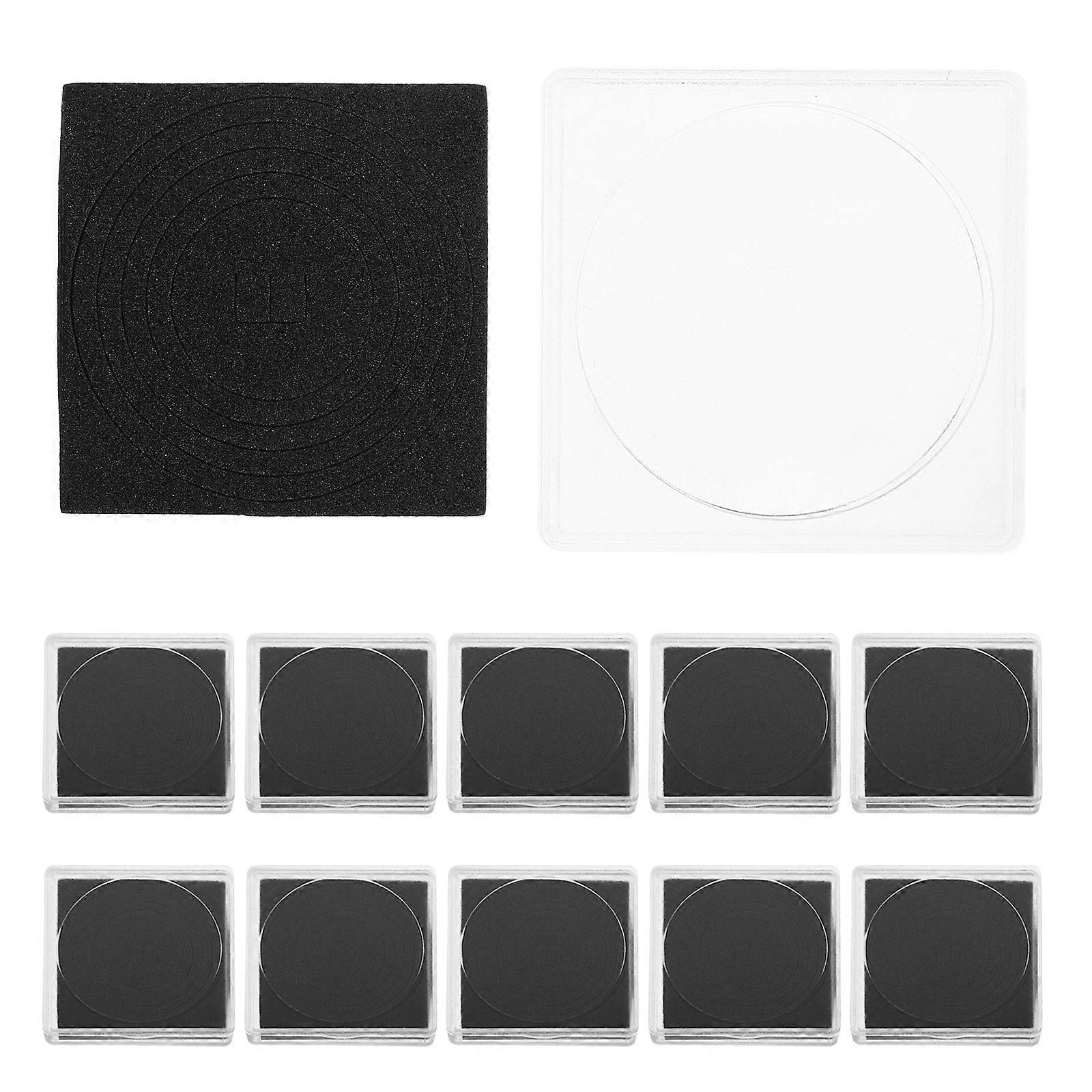 Transparent Coin Organizer Small Square Case with Adjustable Inner Pads 80Pcs