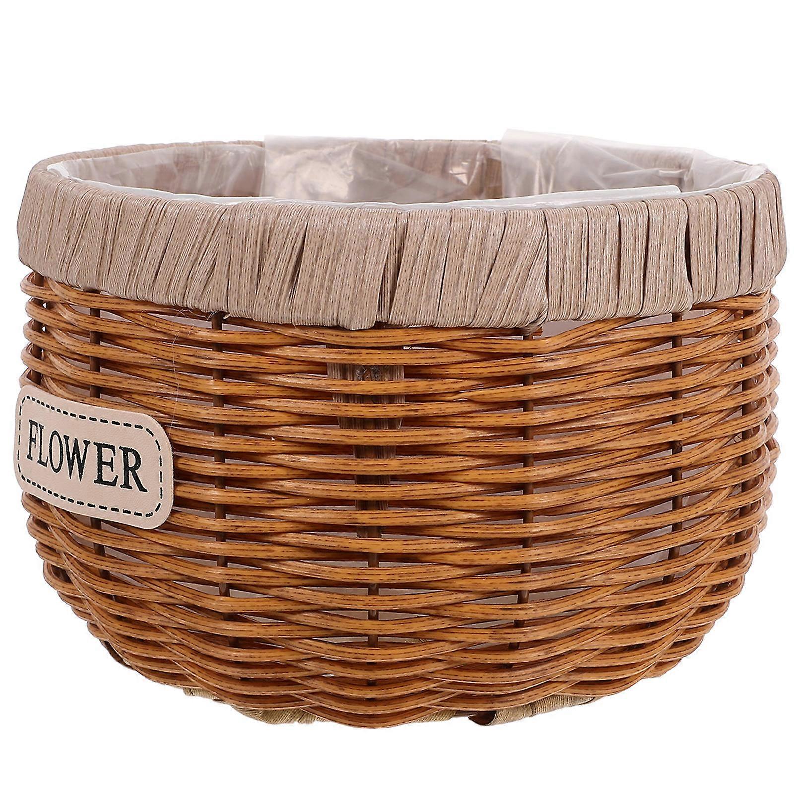 Simple Woven Basket For Indoor Plants 2Pcs Khaki Planter Pot Stylish Organizing Solution For Household Items