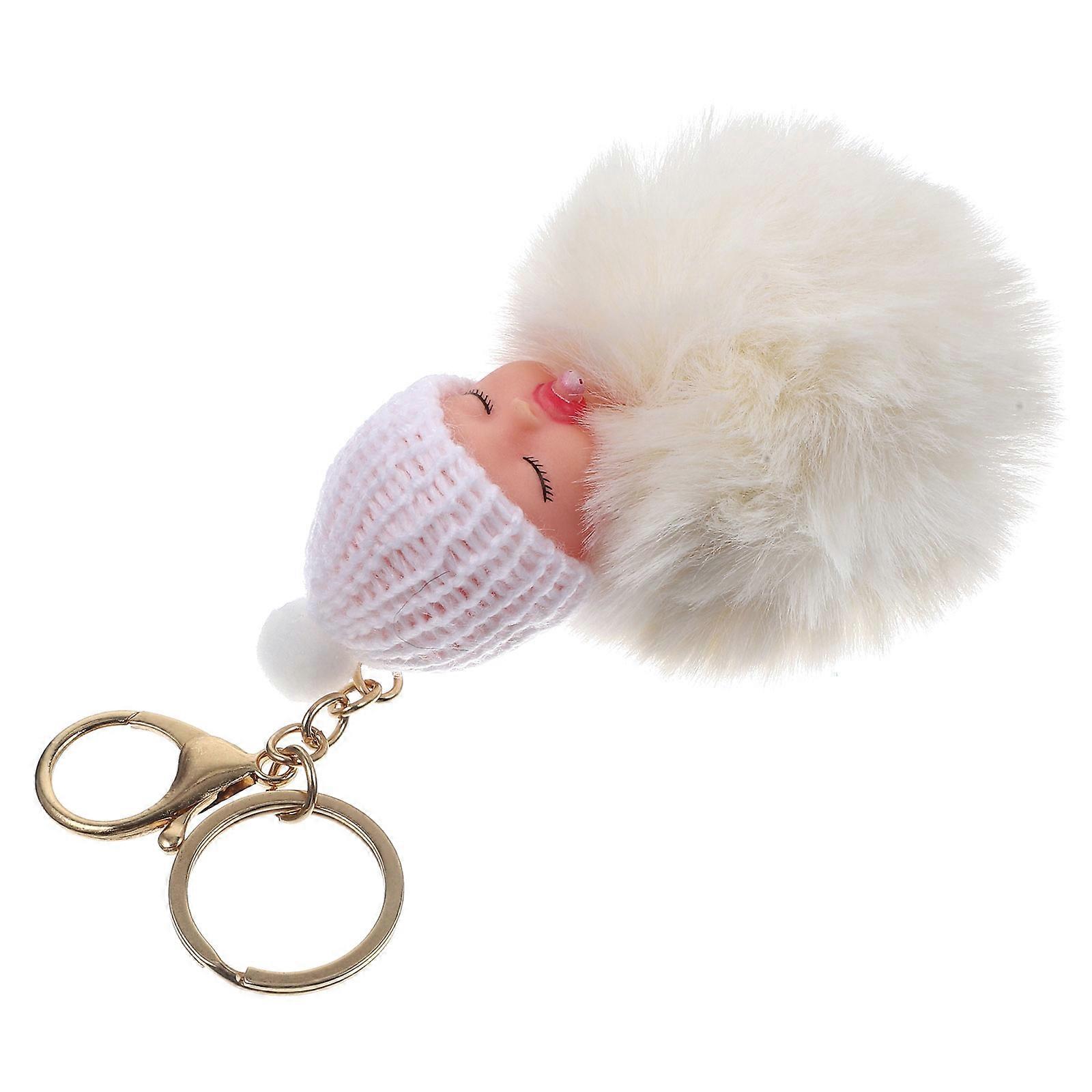 Pom Pom Keychain Sleeping Doll Keychain for Hanging Keys 3Pcs Plush Accessory