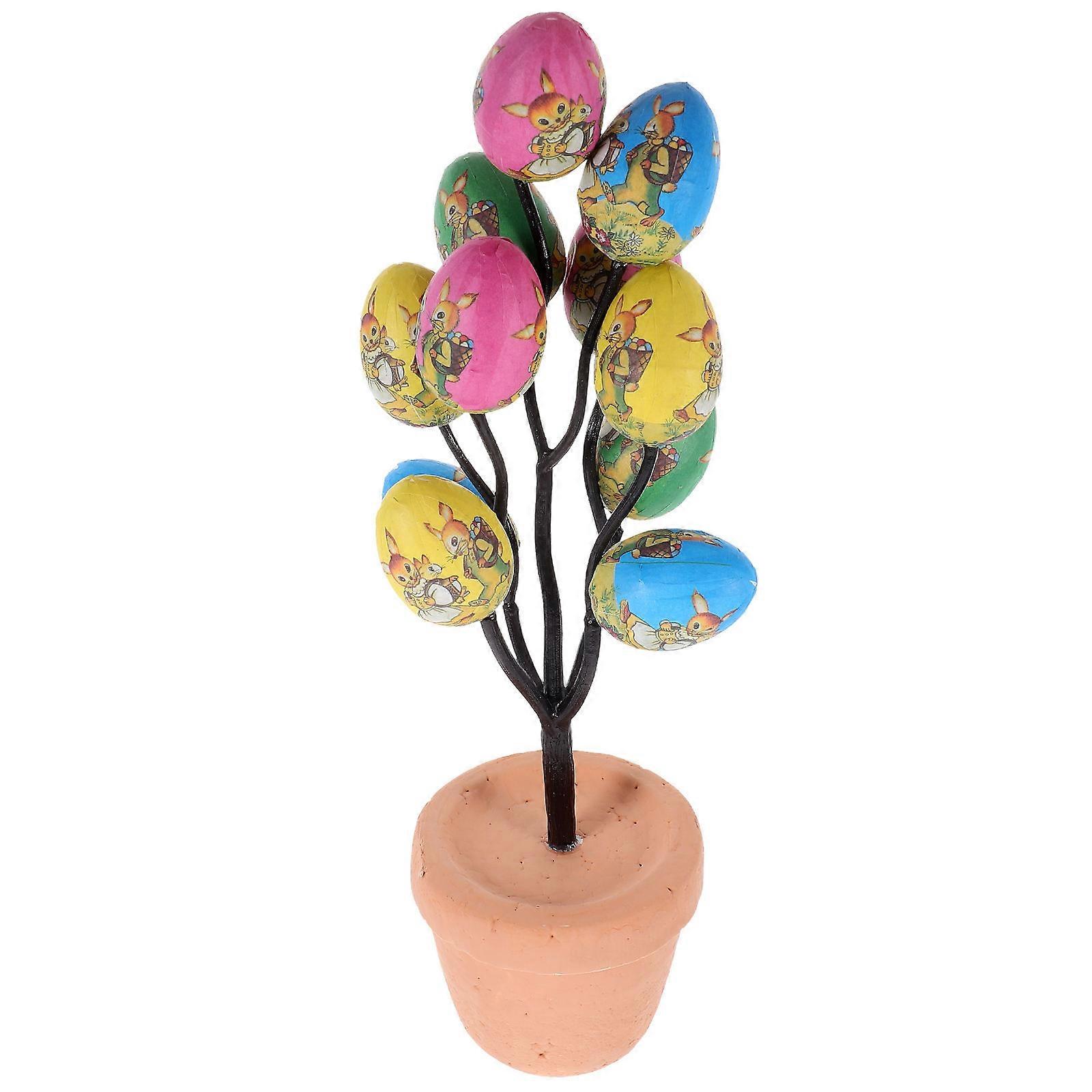 Easter Table Decor Easter Egg Bonsai Figurine Indoor Decor 26.00X8.00X7.00CM Multi Decorative 3Pcs