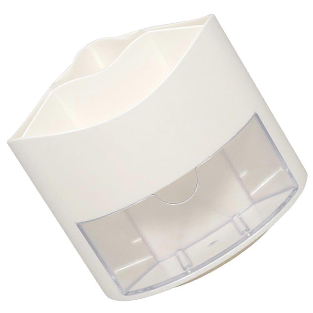 Clutter-Free Storage For Students And Office Workers With Rotating Makeup Brush Organizer White PP 2Pcs