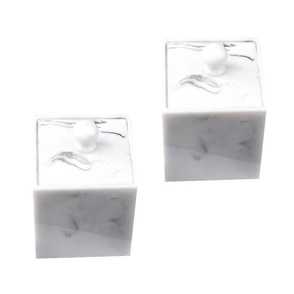 Double Grids Cotton Swabs Storage 6Pcs Container For Kitchen Use Rectangular White Excellent Materials