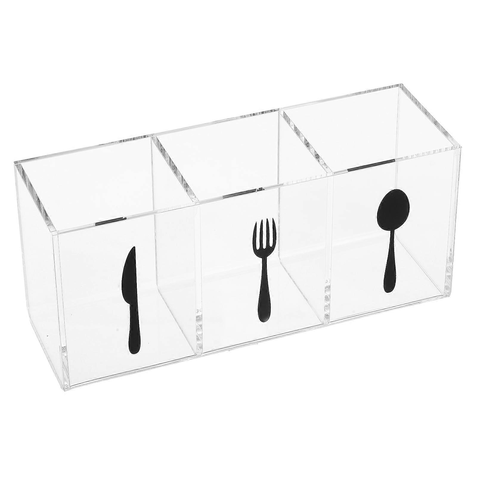 Cutlery Storage Organizer Acrylic Silverware Organizer Kitchen Organization Transparent Rectangular 1Pack