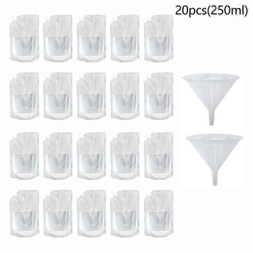 20pcs Refillable Drink Pouches for Festivals Clear Travel Plastic Drinks Flasks