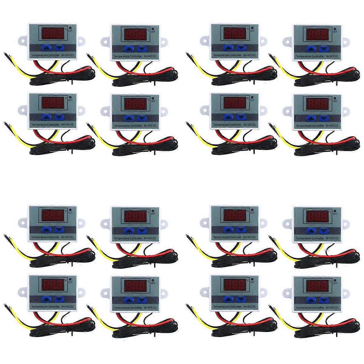 16Pcs 220V Ac Digital Led Temperature Controller Xh-W3001 for Incubator Cooling Heating Switch Therm