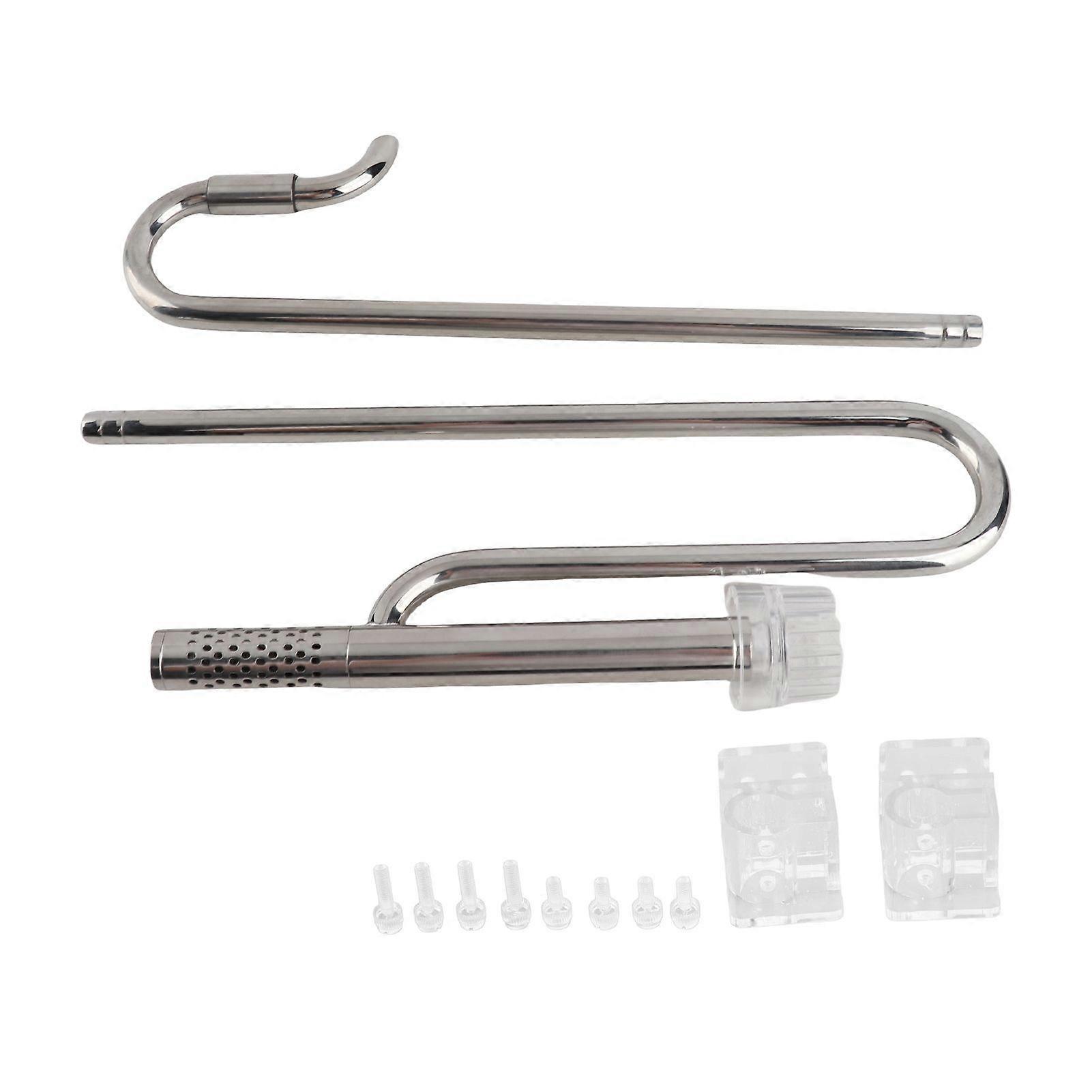 Inflow Outflow Pipe Set Adjustable 304 Stainless Steel Fish Tank Lily Pipe with Surface Skimmer for Aquarium Filter 12mm Outlet with 12mm Deoiling Fil