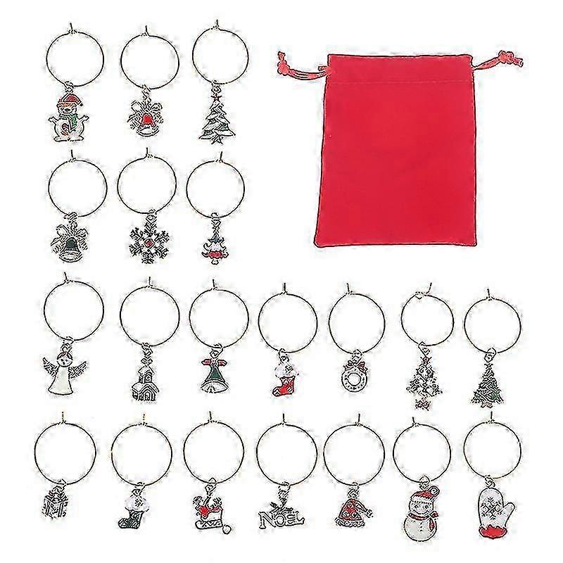 20 stk. julevinglassmarkører, julemarkør-anheng til vinglass, 26 stk.