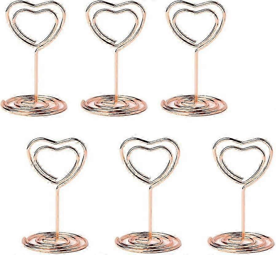 20pcs Mini Place Card Holders Numéro de table Stand Table Card Holder Wire Table Picture Photo Holder with Heart Shape Menu Memo Clips pour mariage