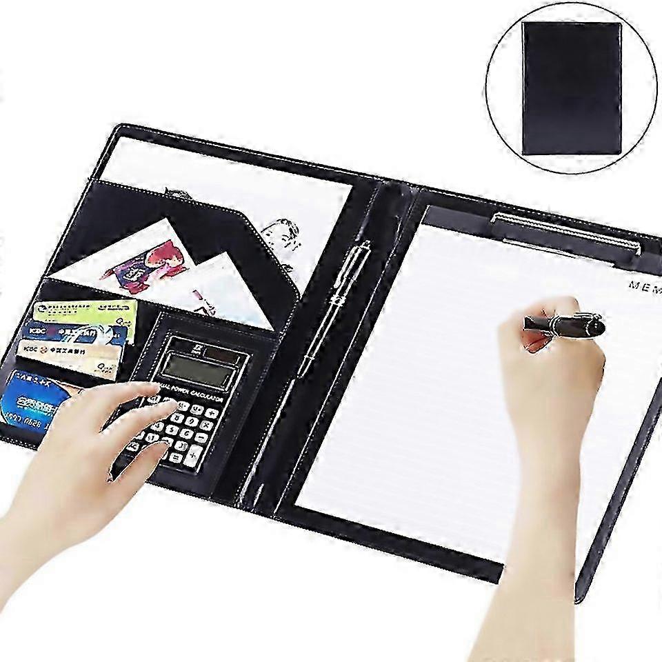 For Office Supplies Business Style Leather Document Folder With 30pages A4 Note Pad Calculator 26s