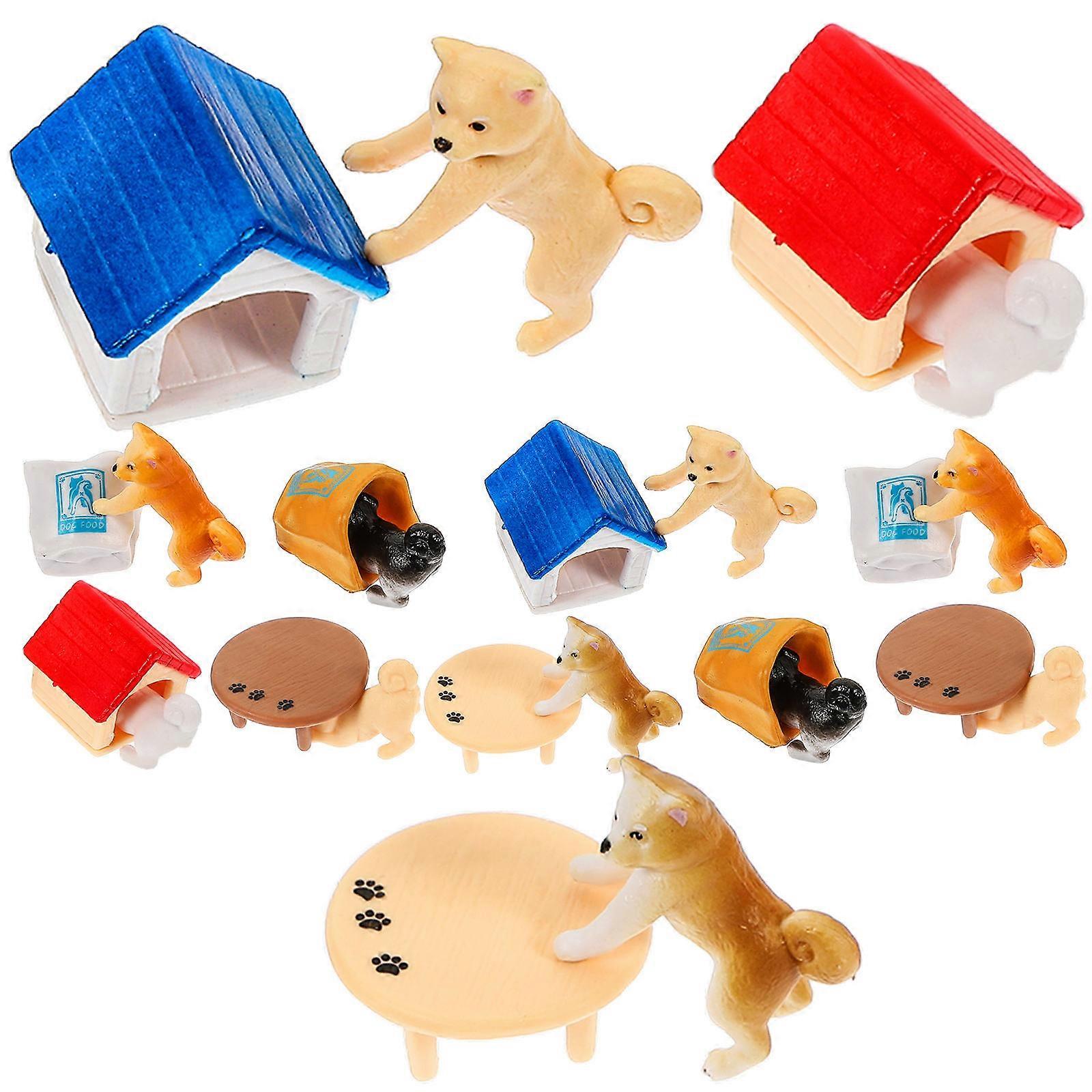 Decorative Dog Kennel Ornaments for Garden and Desktop 18Pcs PVC
