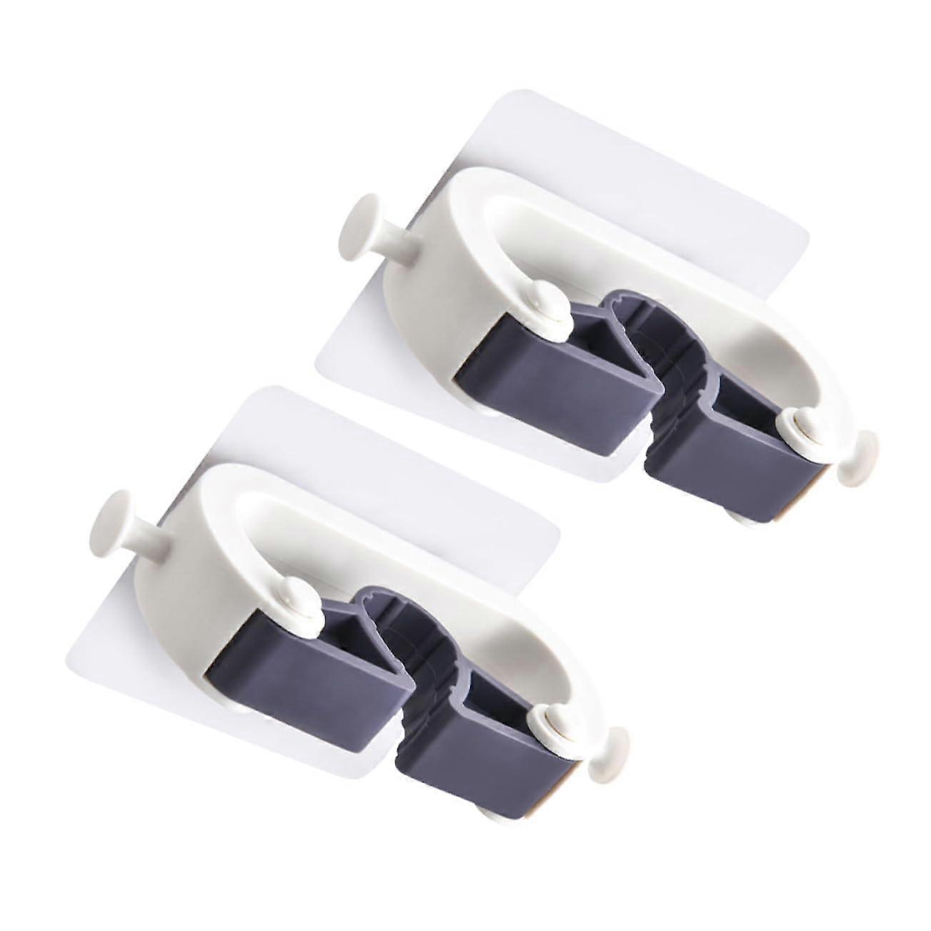 Wall Mounted Mop Holder 2Pack White SpaceSaving Broom Organizer Rack For Bathroom Kitchen Laundry Garage