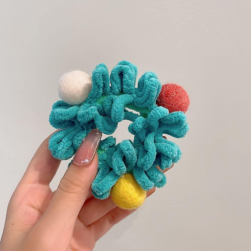 خاتم أفخم الكرة اكسسوارات الشعر الإناث الشعر العلاقات الأمعاء للبنات ذيل الحصان حامل الشعر حبل المرأة حلقة الشعر منشفة ممسحة Scrunchies (أزرق)