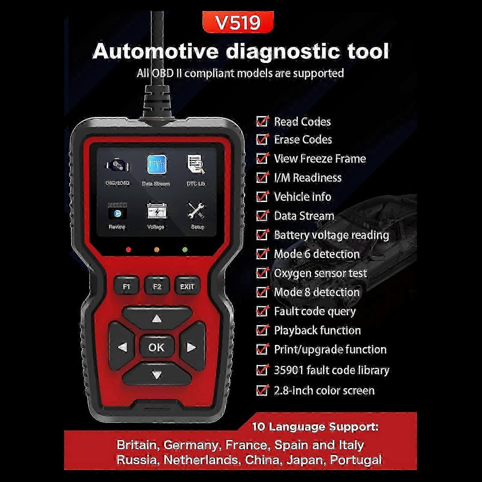 OBDII Scanner for All Cars Since 1996 with Print Function