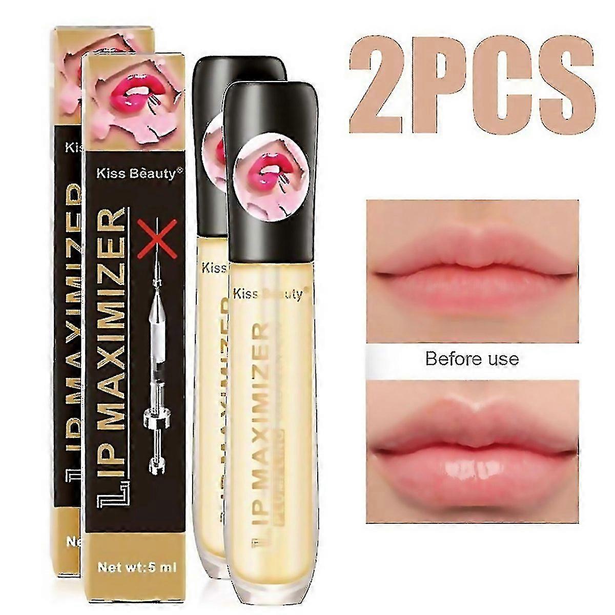 For 2pcs Lip Plumper Extreme Lip Gloss Maximizer Plump Instant Volume Bigger Lips Moisturizing Reduc