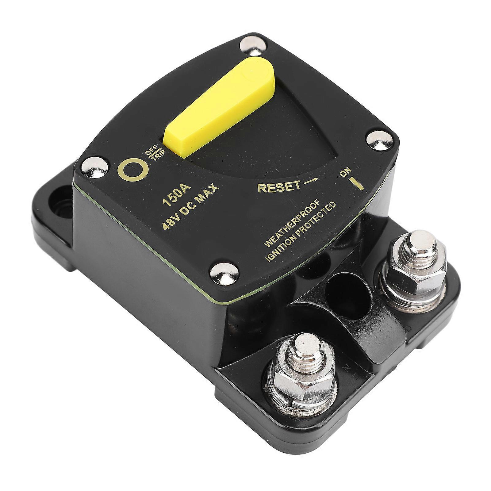 Automatic Circuit Breaker 12V to 48V DC Manual Reset Automatic Circuit Breaker for RV Marine Boats Trolling Motors Stereo Batteries Solar Systems 150