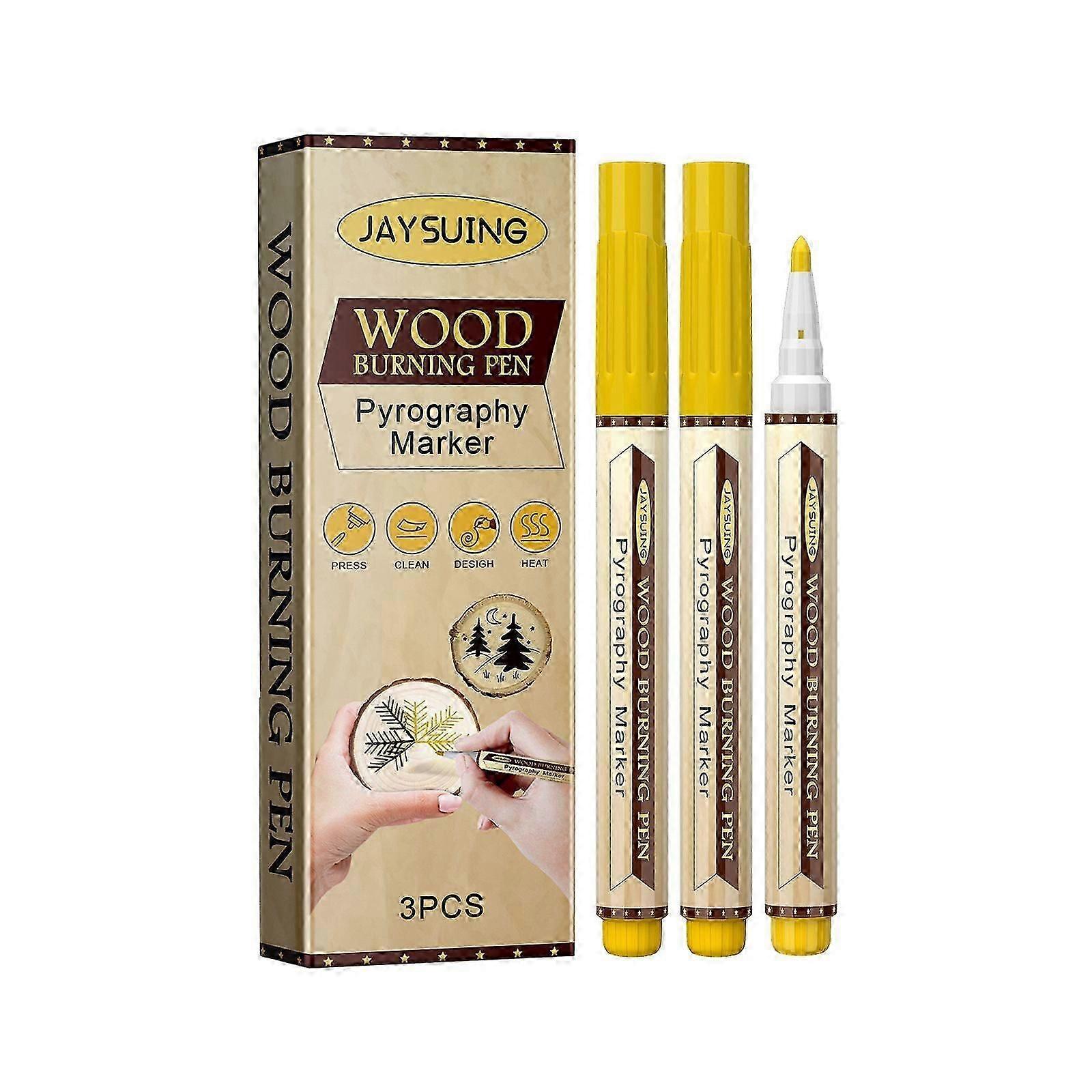 3-Pack Pyrography Combustion Markers for DIY Wood Burning , Crafts - Easy, Vibrant, Versatile