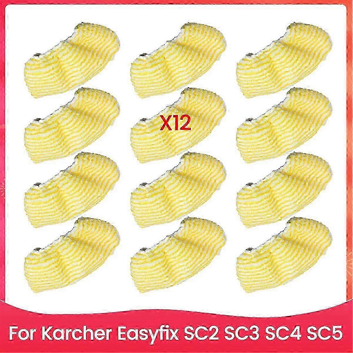 12-Piece Steam Mop Covers Compatible with Karcher Easyfix SC2 SC3 SC4 SC5 Handheld Vacuum Cleaner Replacement Parts Microfiber Edition 1107