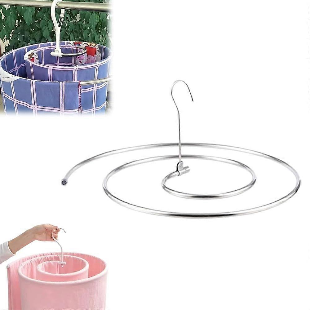 Spiral Drying Rack Stainless Steel Rotatable SpaceSaving Quilt Blanket Hanger For Home Silver