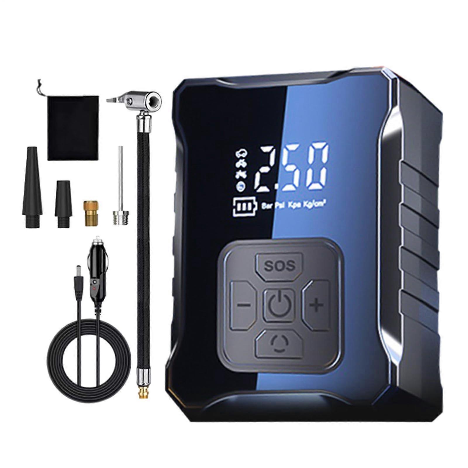 Car Tire Inflator Portable Air Compressor With LCD Display And 4 Nozzles For Car Motorcycle Bicycle Ball Inflatables