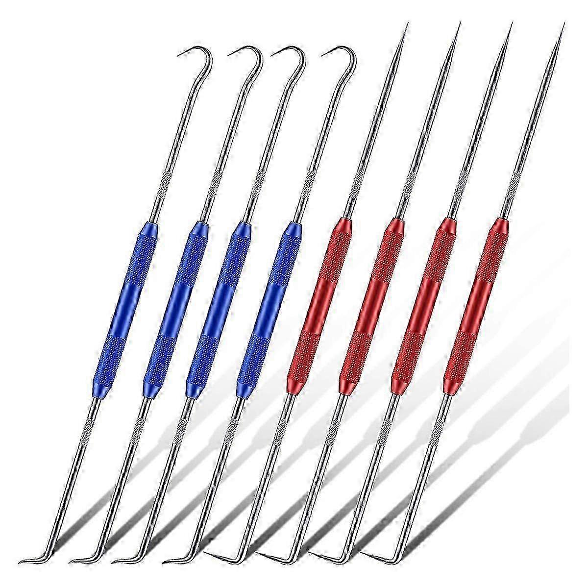 Improved 8-Piece Double Pointed Scriber Set - Metal Scribe Tool with Hooks & Picks for Marking at 45 & 90 Degrees