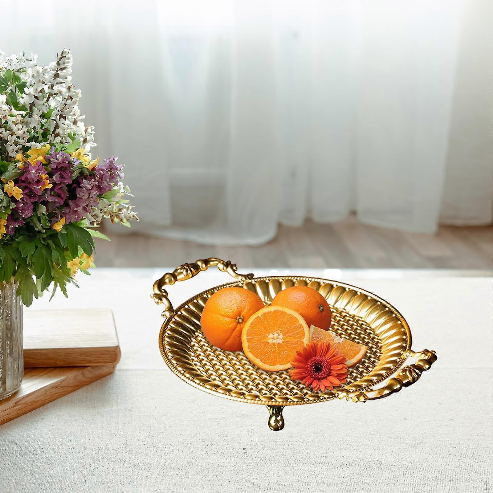 Fruit Plate Appetizer Platter Countertop Elegant Metal with Handles Serving Tray for Dinner Snacks