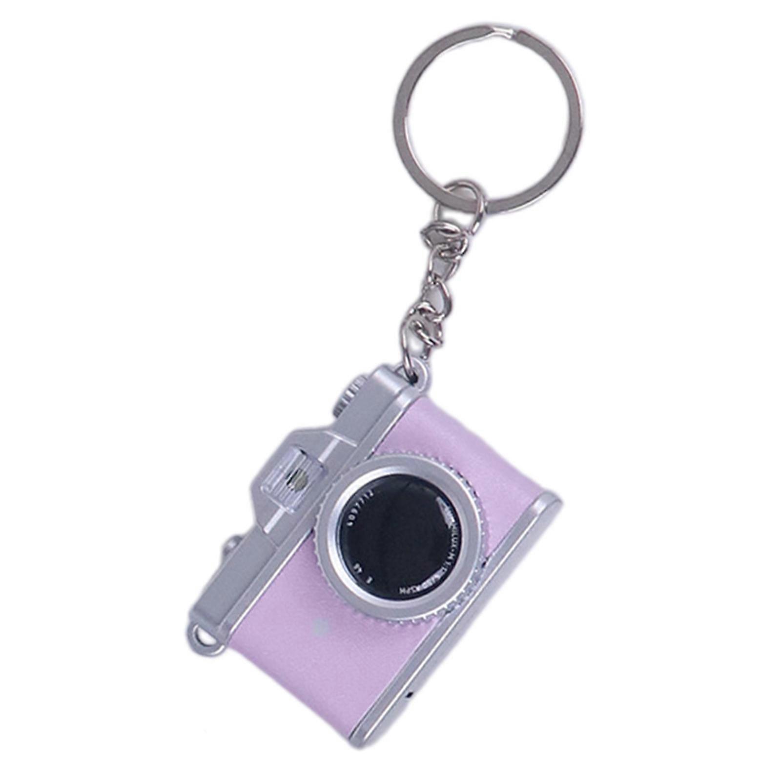 Vintage Style Mini Camera Keychain Pendant With Light And Sound Effects For Photography Enthusiasts And Collectors  Pink