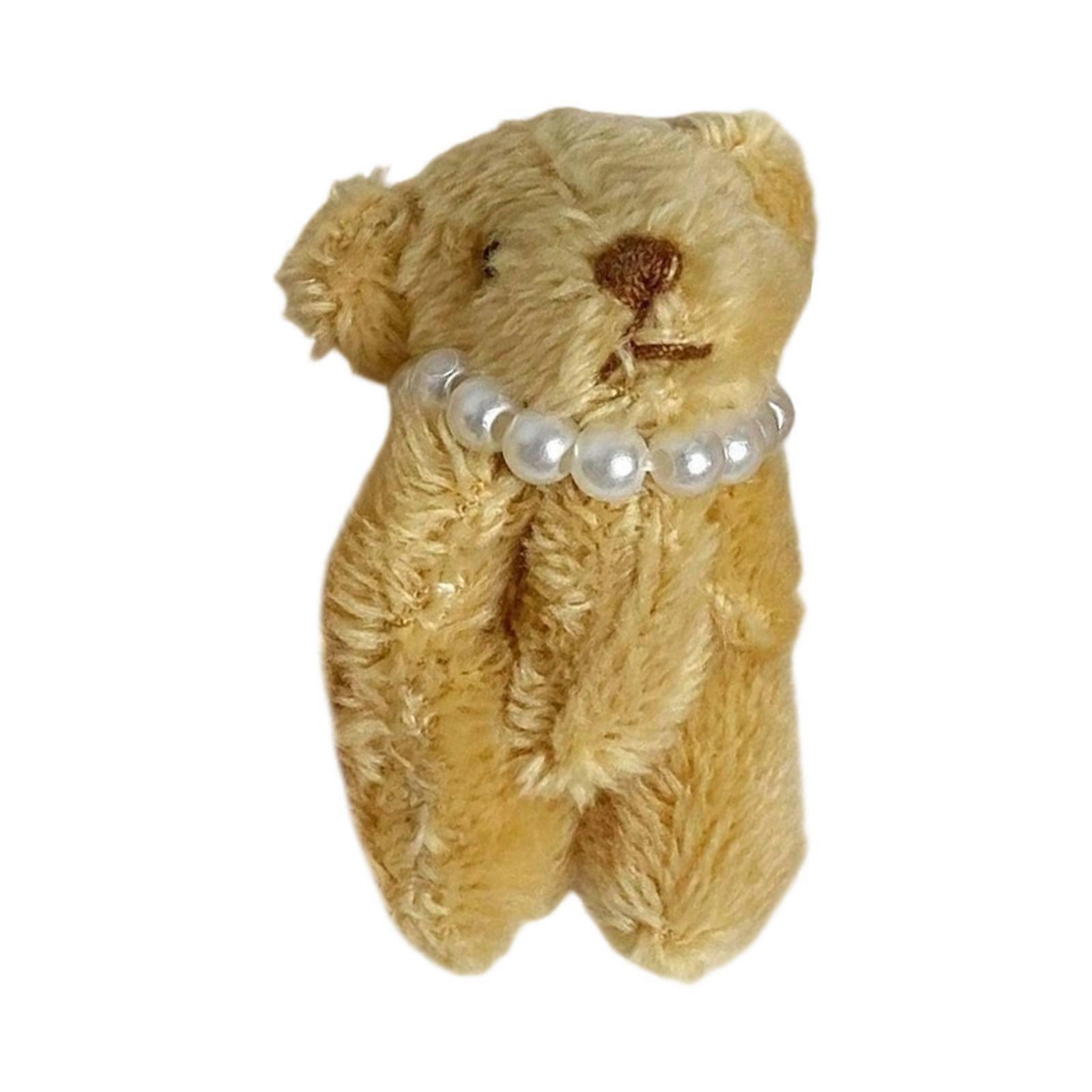 Pocket Sized Articulated Plush Bear Craft Kit With Adjustable Bead Chain For Bag Charm Personalization  Yellow