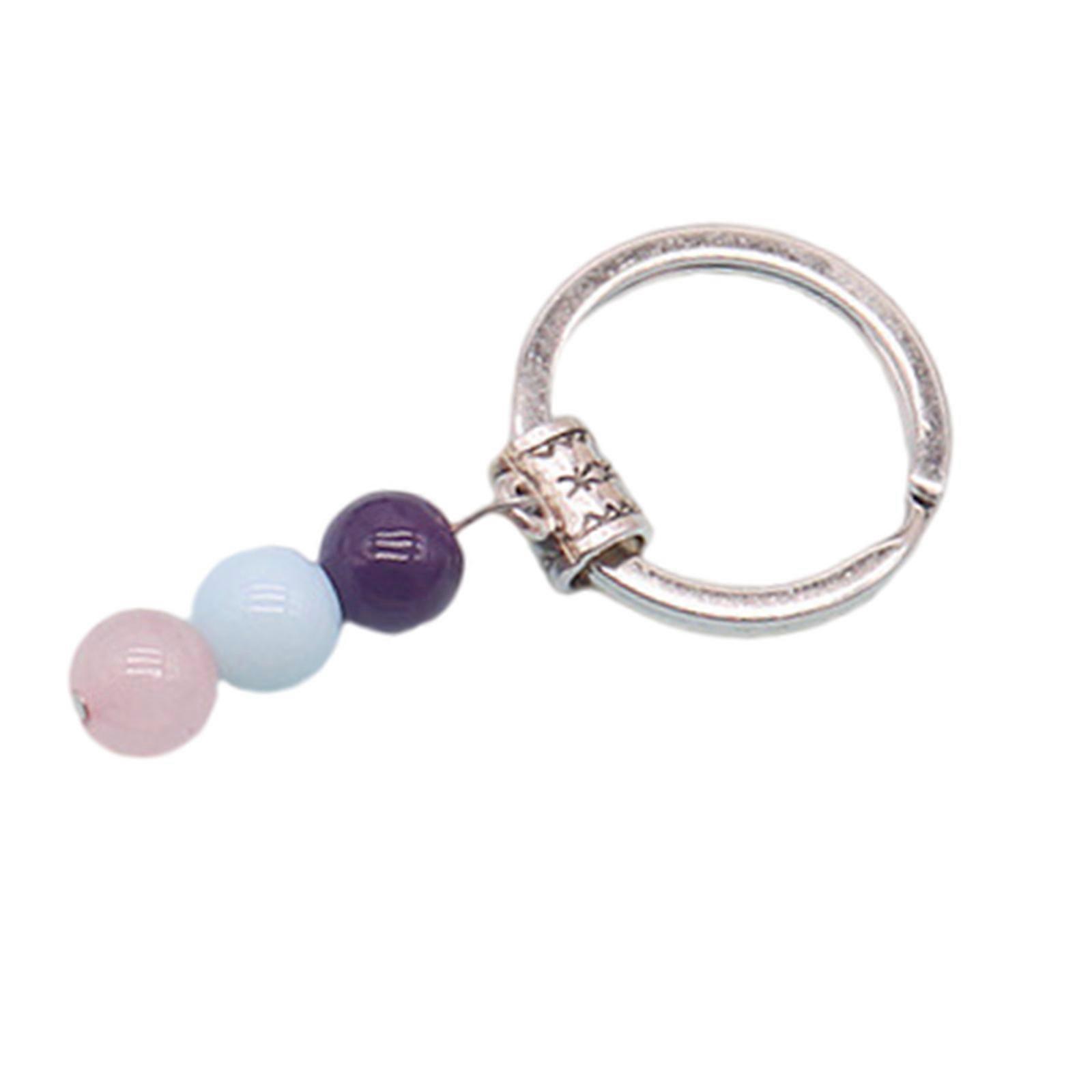 Natural Stone Alloy Keychain Handcrafted Wax Cord Design Sturdy Structure Portable Decorative Charm Multicolor