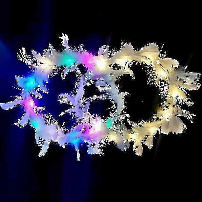 light up white headband feathers and white led lights