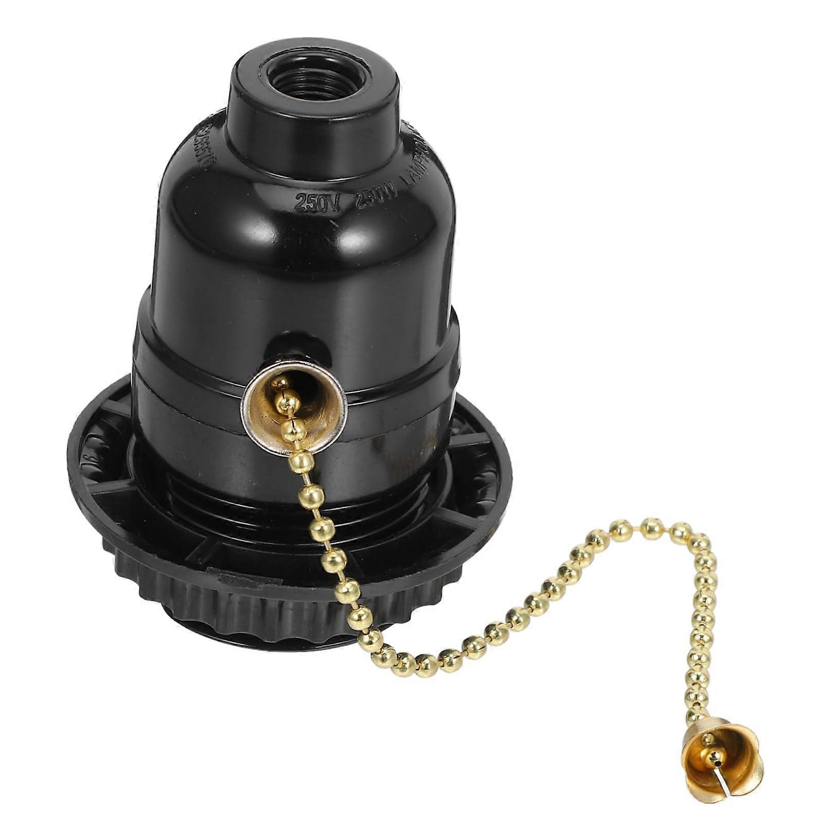 Pull Chain Lamp Holder Ceiling Light Socket  Heat Dissipation Sleek Black Finish Easy Installation