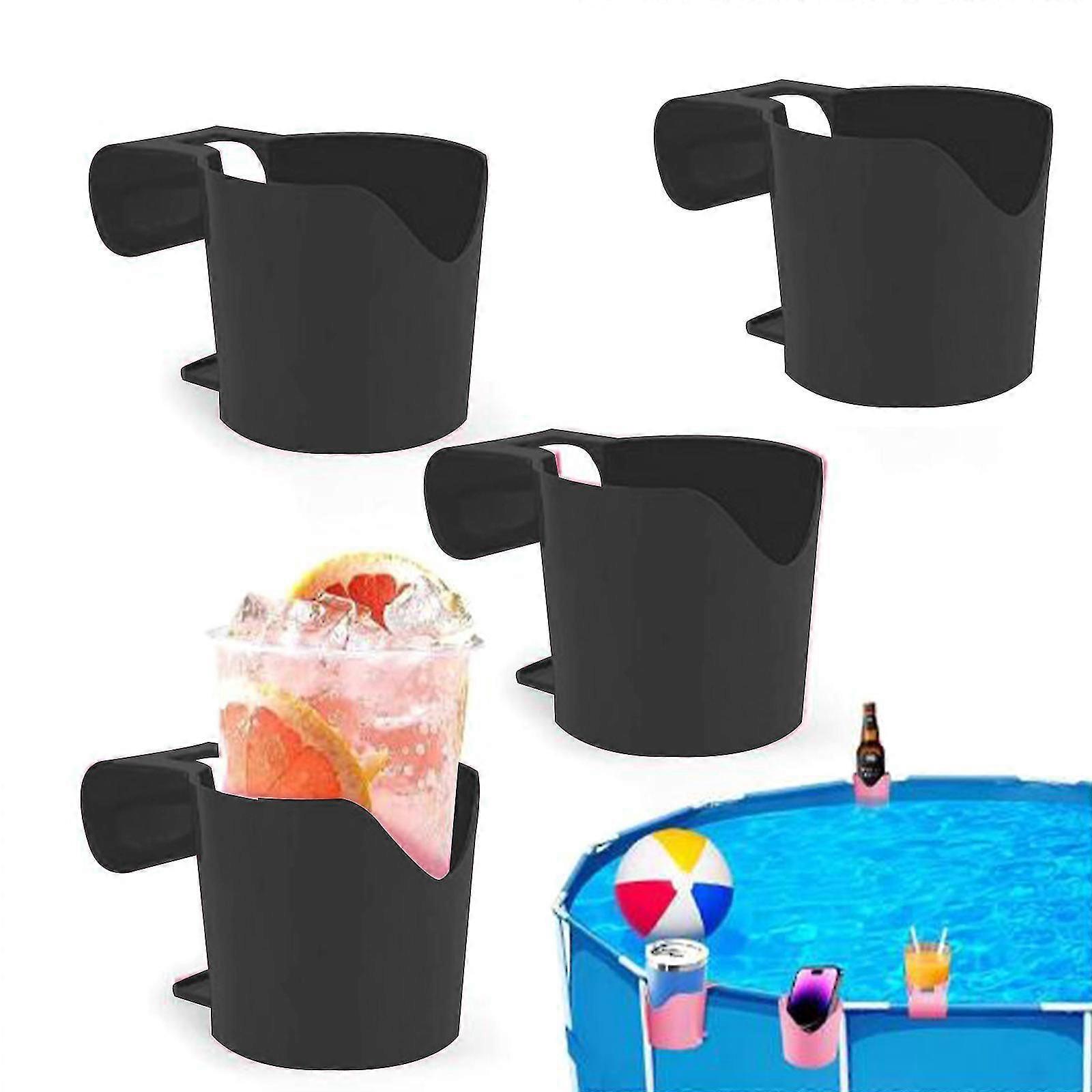 2pcs Poolside Cup Holders For Above Ground Pools, Plastic Swimming Pool Drink Holder For Pool Side, No Spills Pool Cup Holders