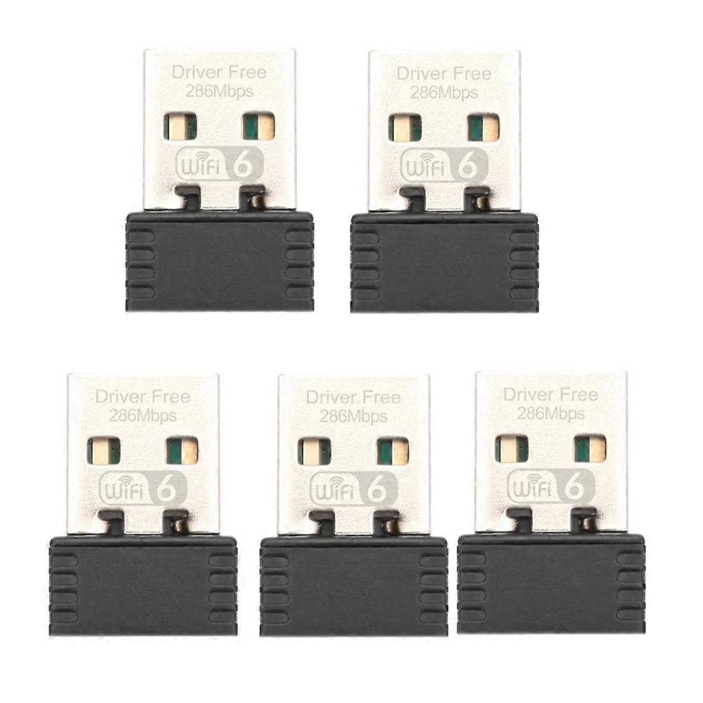 5 PCS USB WiFi Adapter Wireless Network Lan Card 2.4Ghz Free Driver WiFi6 Receiver 802.11ax for PC Laptop Win 7 8 10 11