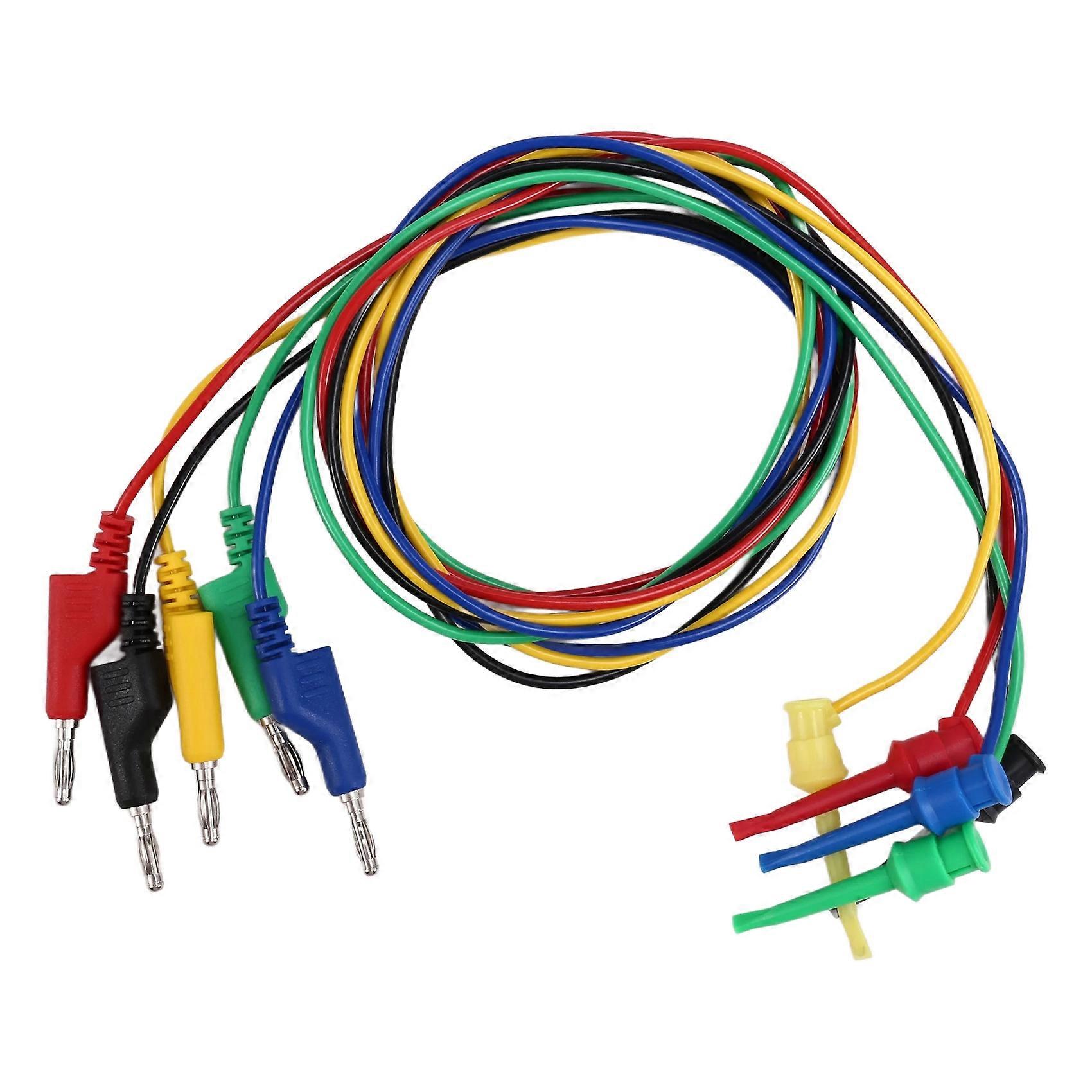 5pcs 4mm Test Hook Clip to Stackable Banana Plug Test Lead Kit Multimeter Cable Line Wire for Electrical Testing