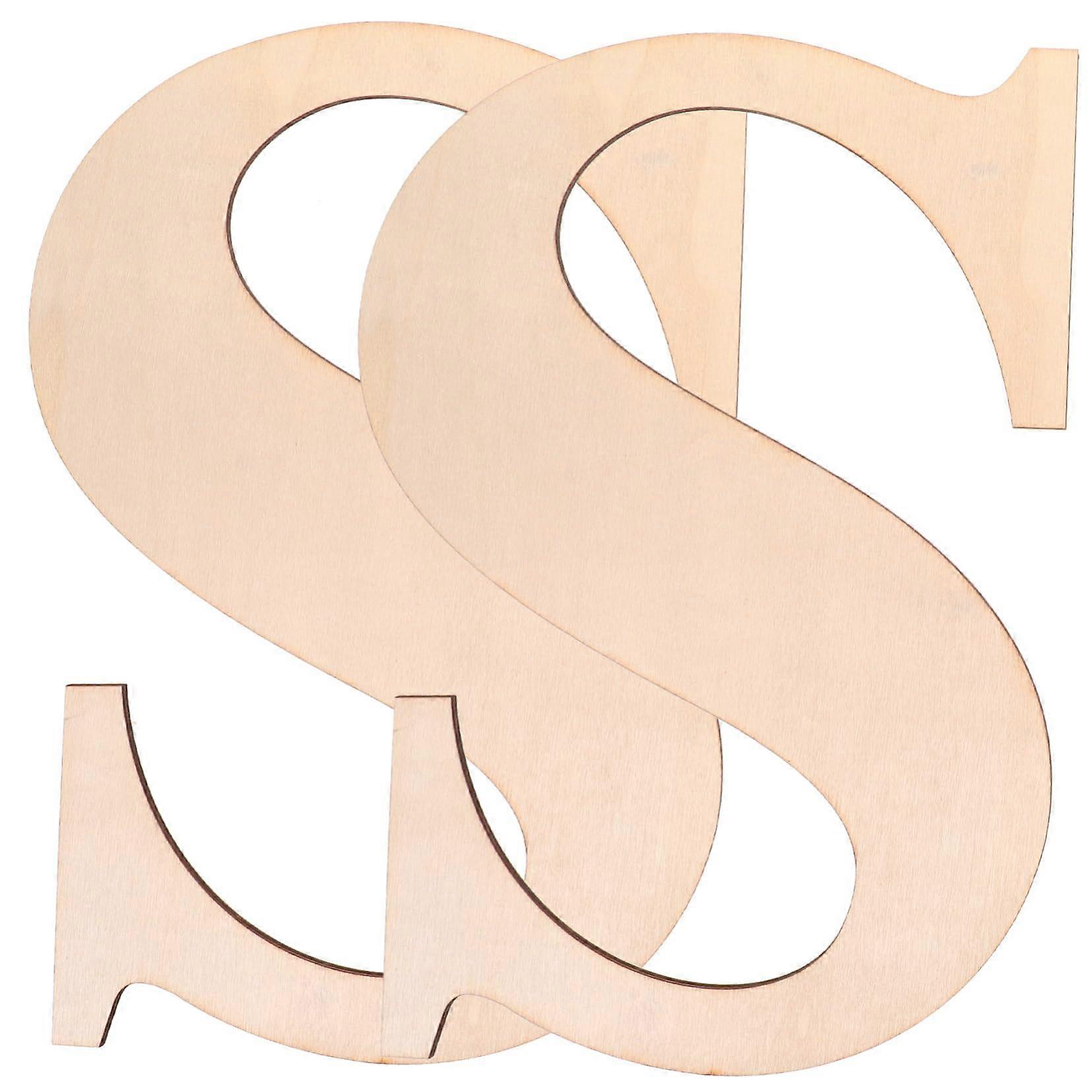2 Pack Unfinished Wooden S Shape Letters for Home Decor and DIY Craft Painting Projects