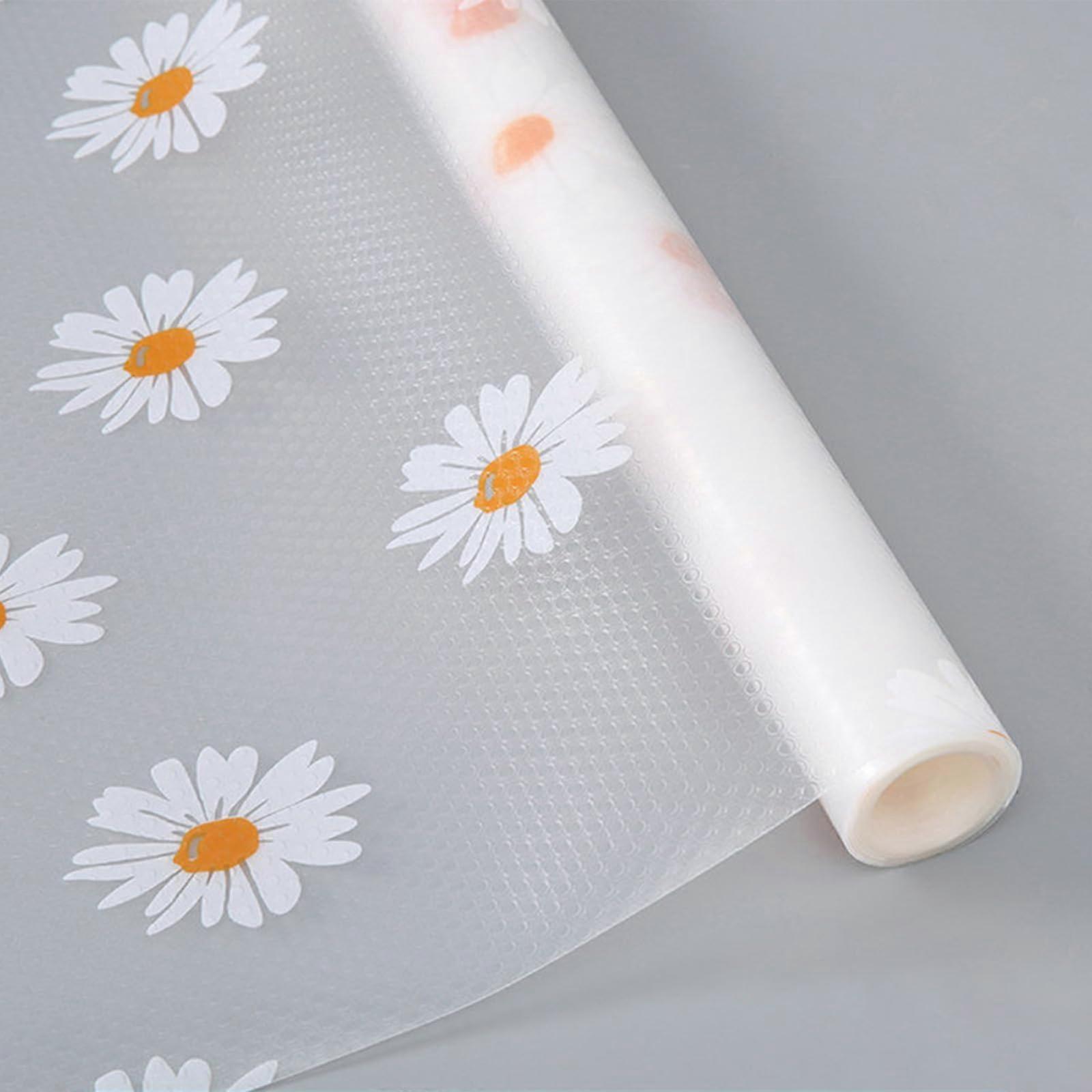 Waterproof Drawer Liners for Kitchen Cabinets, Dustproof Shelf Mats for Dresser, Daisy Pattern 17.7x78.7in